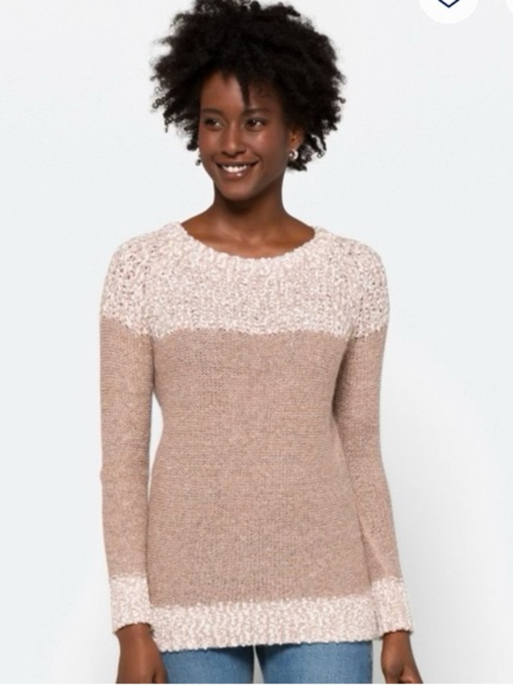 Fate the Label Textured Pullover Sweater Knit Two Tone Sz M Granola Girl Autumn